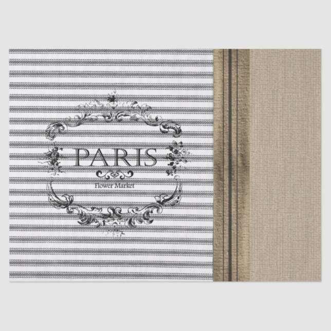 Burlap Ticking Paris Tissue Paper (Front)