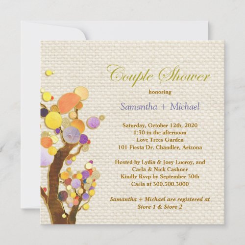 Burlap Trees Rustic Couples Bridal Shower Invitation