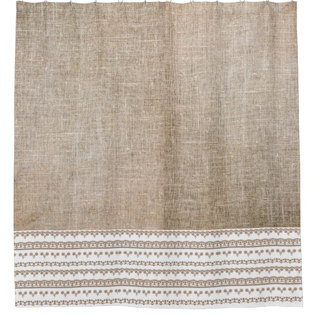 Burlap & Trim Shower Curtain (Front)