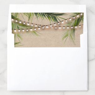 Burlap Tropical Palm Leaves String Lights Wedding Envelope Liner