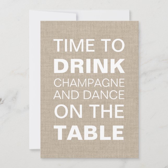 Burlap Typography Wedding Invitation (Front)