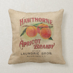 Burlap Vintage Apricot Brandy Throw Pillow