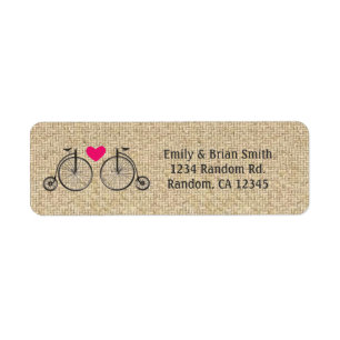 Burlap vintage bikes custom return address labels
