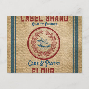 Burlap Vintage Cake Pastry Flour Sack Postcard