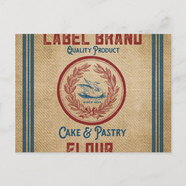 Burlap Vintage Cake Pastry Flour Sack Postcard (Front)