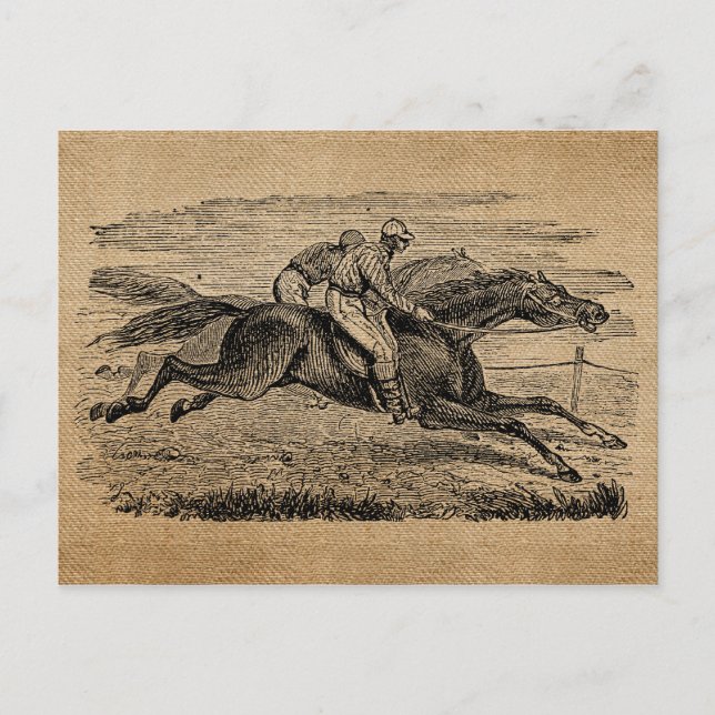 Burlap Vintage Horse Racing Postcard (Front)