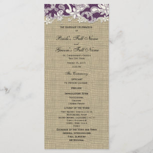 Burlap Vintage Lace Wedding Program