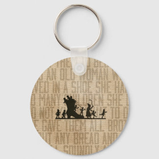 Burlap Vintage Old Woman Lived Shoe Nursery Rhyme Keychain