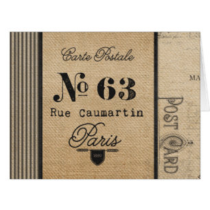 Burlap Vintage Postage French Country