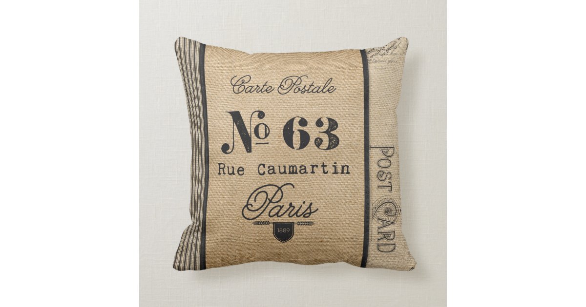 Burlap Vintage Postage French Country Throw Pillow Zazzle Awesome French Country Decorative Pillows Burlap Vintage Postage French Country Throw Pillow Zazzle Awesome French Country Decorative Pillows