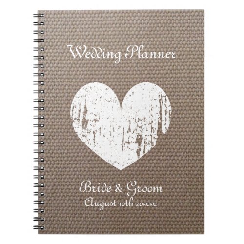 Burlap wedding planner organizer journal notebook