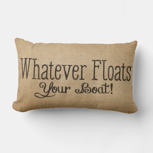 Burlap Whatever Floats Your Boat Lumbar Pillow (Front)