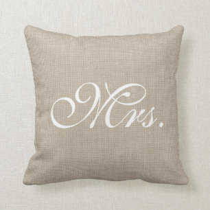 Burlap & White Mrs. Pillow