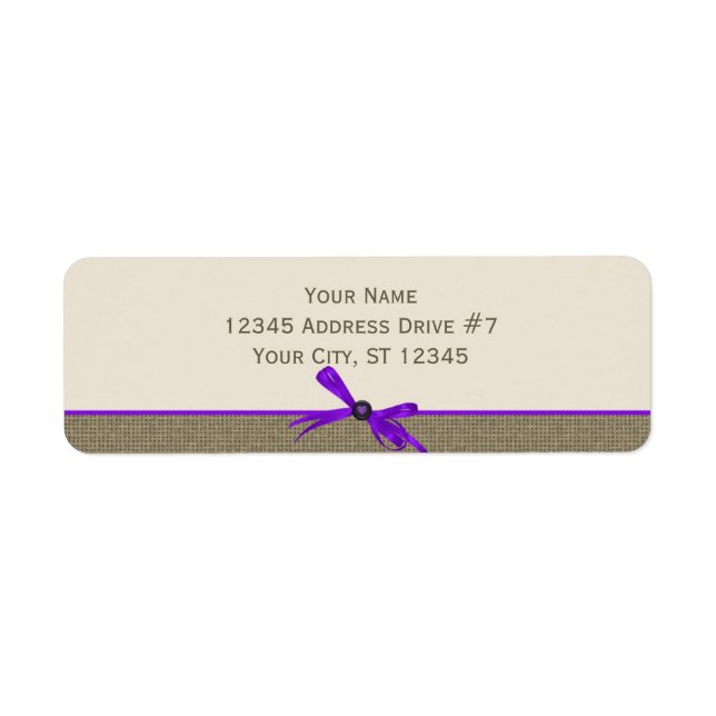 Burlap with Bow in Purple Label (Front)