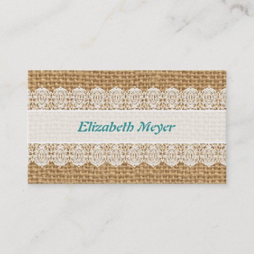 Burlap with Delicate Lace - Shabby Chic Business Card Templates