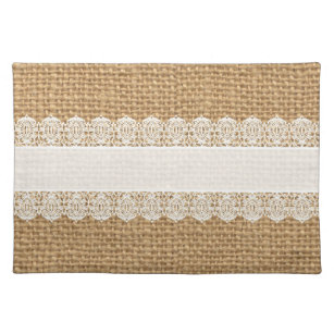 Burlap with Delicate Lace - Shabby Chic Style Placemat