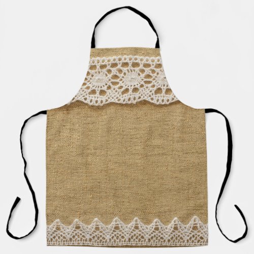 Burlap with lace apron