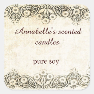 Burlap with vintage lace candle sticker