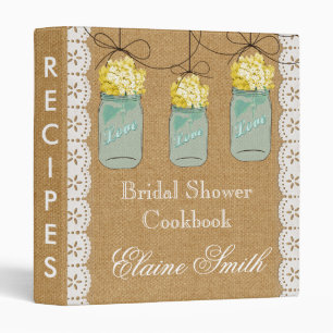 Burlap yellow hydrangeas Mason Jar Recipe Folder
