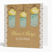 Burlap Yellow Hydrangeas Mason Jar Wedding Planner Binder (Front/Inside)