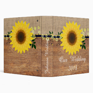 burlap yellow sunflowers 3 ring binder