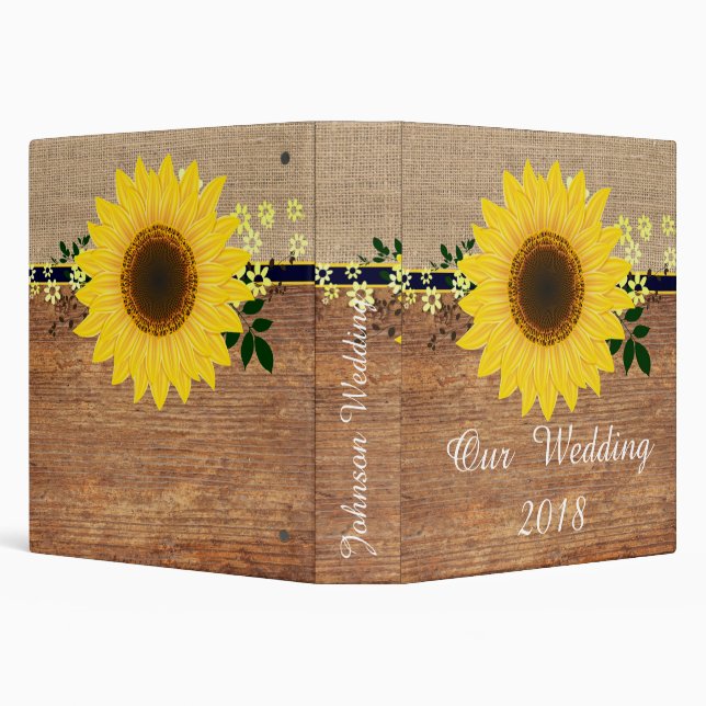 burlap yellow sunflowers 3 ring binder (Background)
