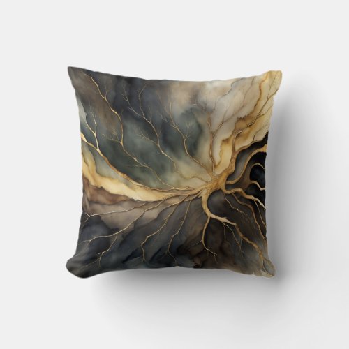 Burled Wood Watercolor 4 Throw Pillow