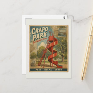 Burlington, Iowa Crapo Park Play Relax Retro Postcard