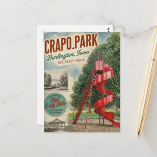Burlington, Iowa Crapo Park Retro Red Slide Postcard