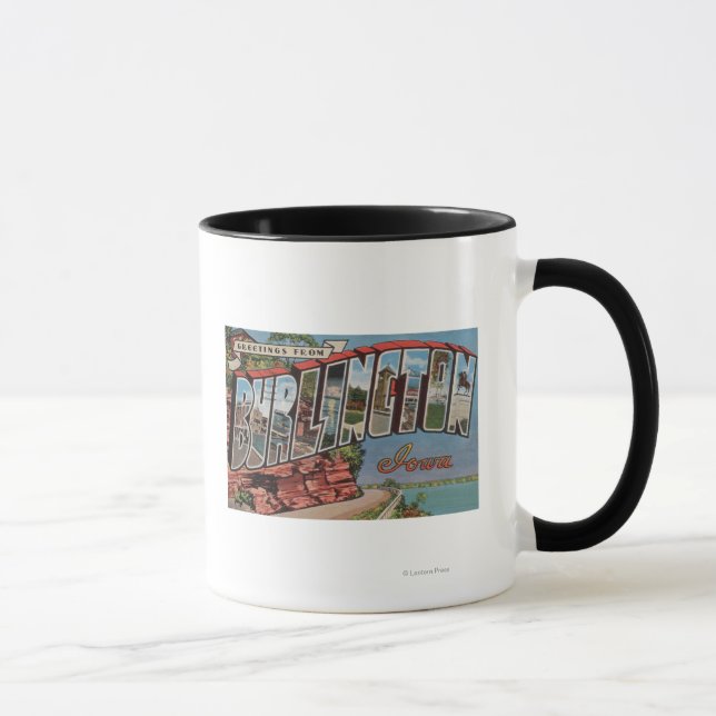 Burlington, Iowa - Large Letter Scenes Mug (Right)