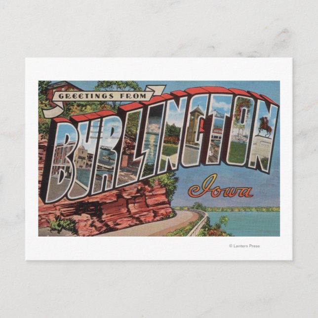 Burlington, Iowa - Large Letter Scenes Postcard (Front)