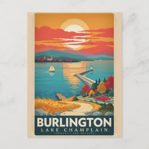 Burlington Lake Champlain Vintage Vermont Poster Postcard