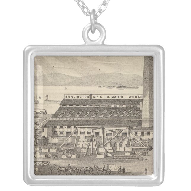 Burlington Manufacturing Co's Marble Works Silver Plated Necklace (Front)