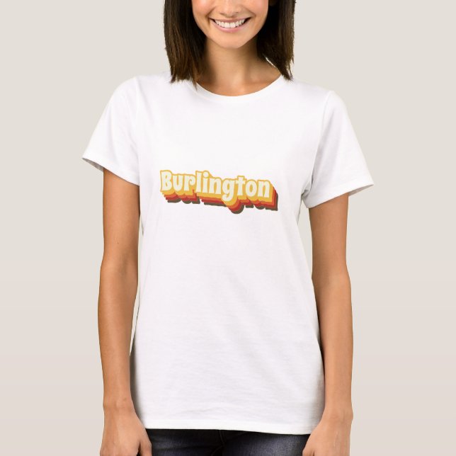 Burlington Retro Vintage Text T-Shirt (Front)