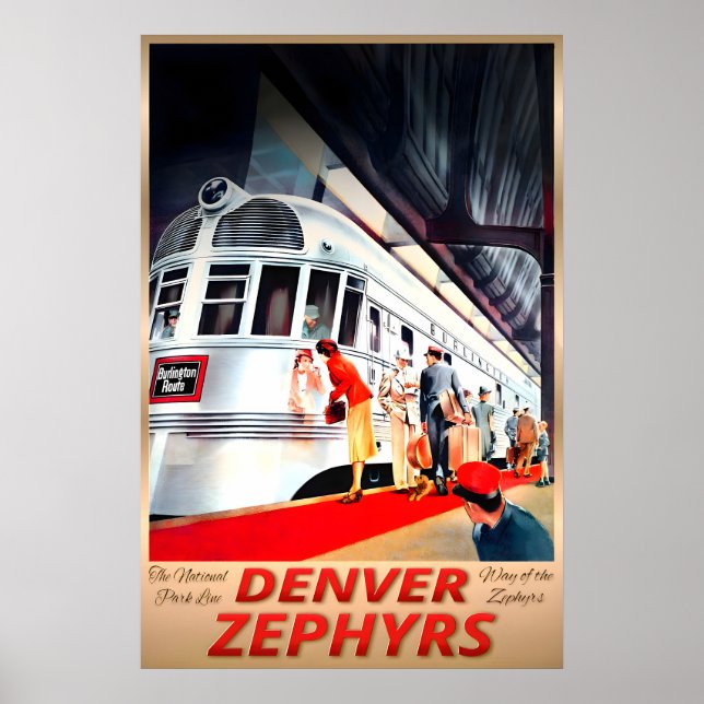 Burlington Route DENVER ZEPHYRS New Retro Deco Poster (Front)