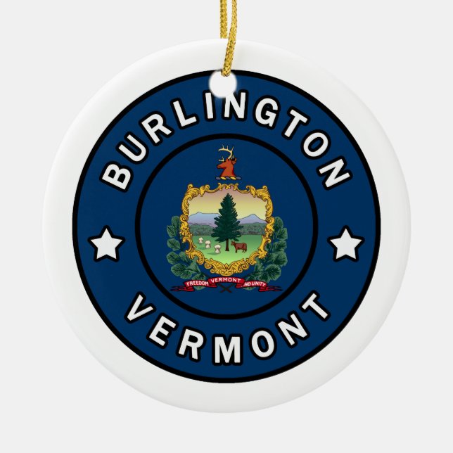 Burlington Vermont Ceramic Ornament (Front)