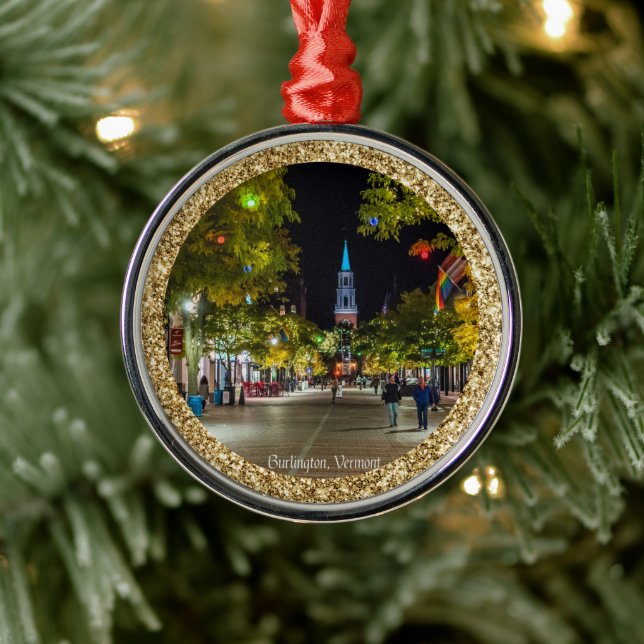 Burlington, Vermont Christmas Metal Ornament (Tree)