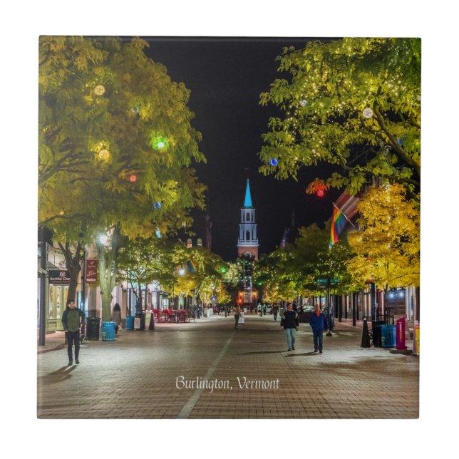Burlington, Vermont cityscape, Ceramic Tile (Front)