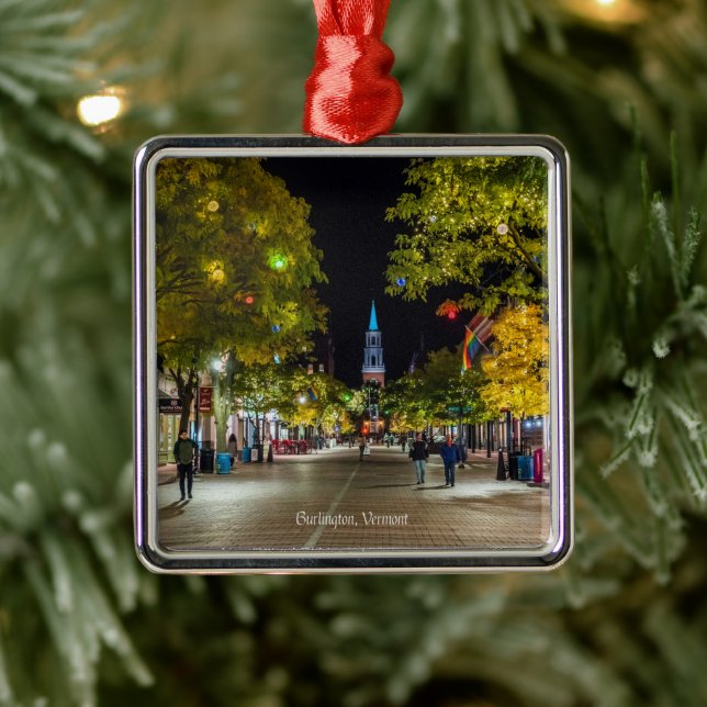 Burlington, Vermont cityscape Metal Ornament (Tree)