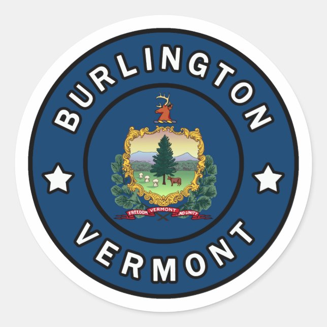 Burlington Vermont Classic Round Sticker (Front)