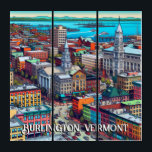 Burlington, Vermont Comic Book Style Art<br><div class="desc">Ai art depicting Burlington,  Vermont downtown and water.</div>