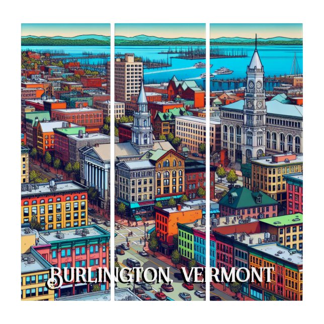 Burlington, Vermont Comic Book Style Art (Front)