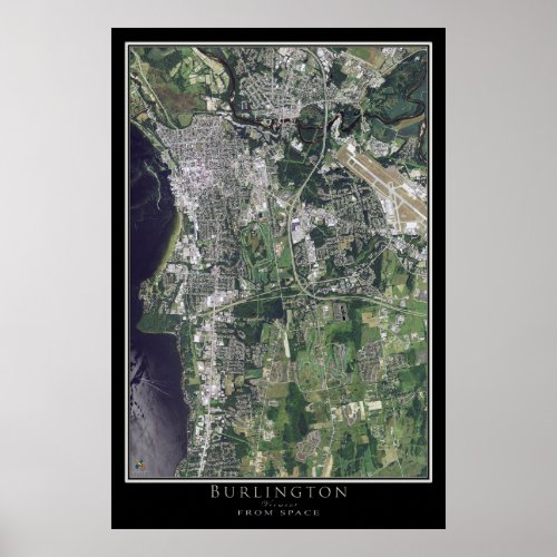 Burlington Vermont Satellite Poster Map