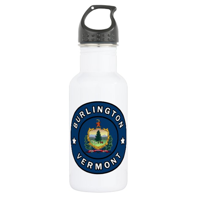 Burlington Vermont Stainless Steel Water Bottle (Front)