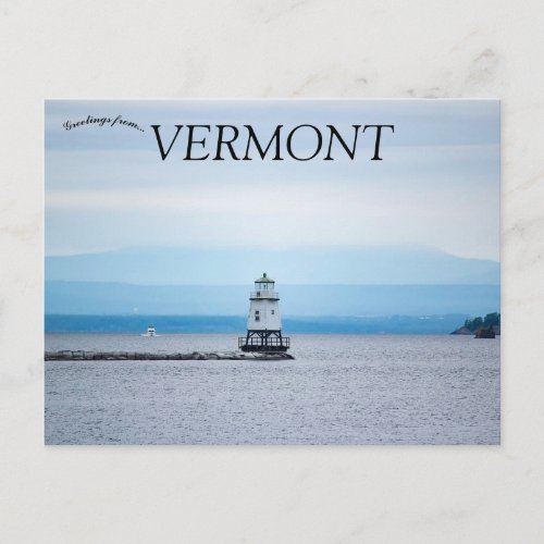 Burlinton Breakwater North Lighthouse Vermont Postcard
