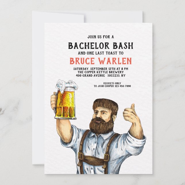 Burly Beer Drinker Invitation (Front)