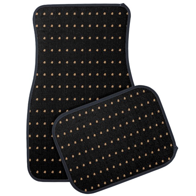 Burlywood Black Polka Dots Car Mats Full Set (Set)