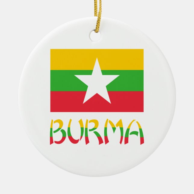 Burma and Myanmar Flag Ceramic Ornament (Front)