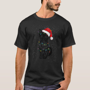 Burma Cat With santa Hat And Christmas Lights Xmas T-Shirt