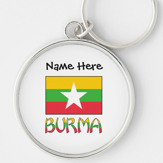 Burma Myanmar Burmese Flag Personalized  Keychain (Front)